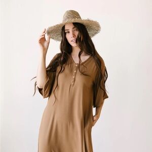 dwell & slumber caftan dress | camel color
